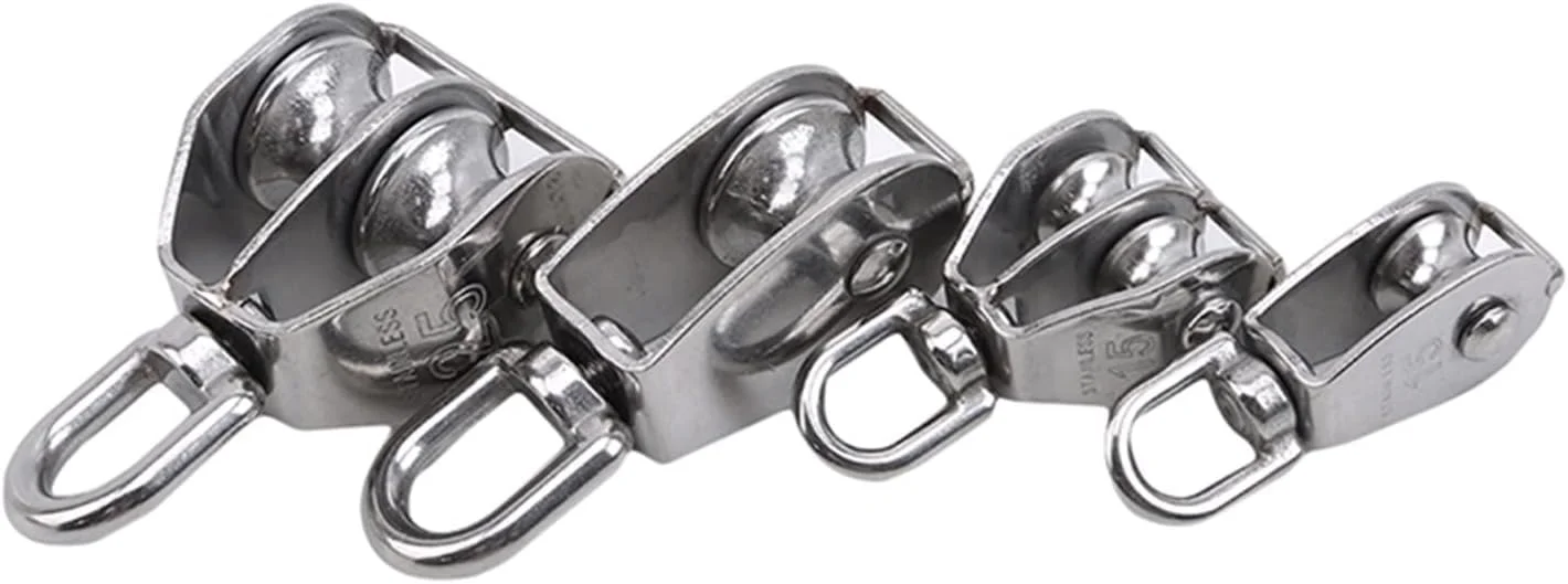 قرقره فولادی SEMOOR تک/دو چرخ گردان مجموعه قرقره طناب بالابر بلبرینگ ابزار چرخ بالابر (رنگ: قرقره دوبل، سایز: M25)