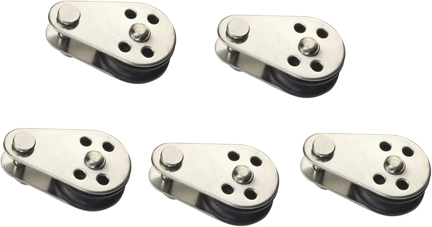 مجموعه قرقره استیل SEMOOR شامل 5 عدد، بلوک قرقره استیل ضد زنگ، چرخ کشش سیم آویز، قرقره کابل سیم بکسل بالابر برای طناب