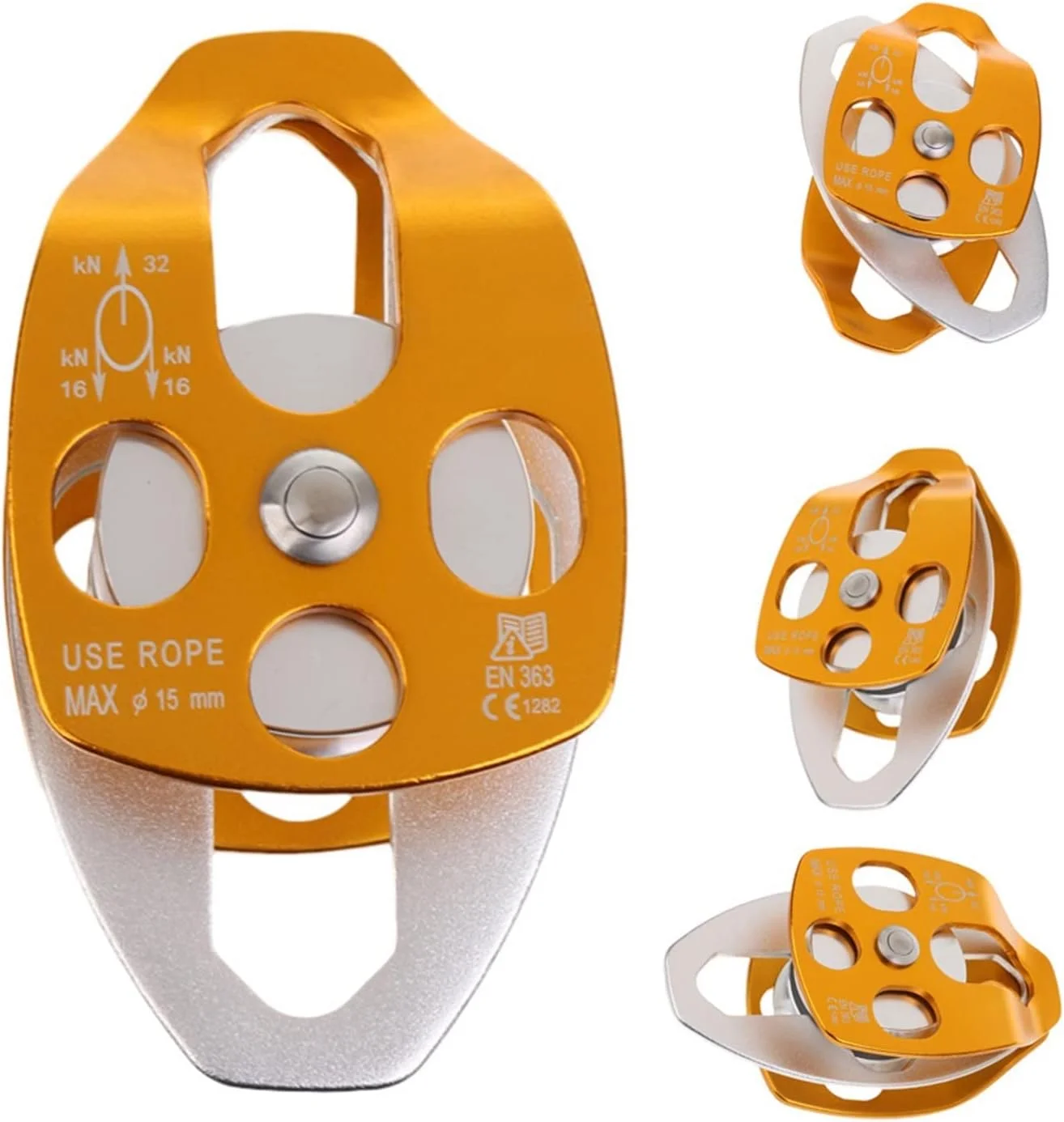 قرقره بلبرینگ SEMOOR، قرقره دوبل چرخشی برای سیستم حمل و نقل، صخره نوردی، غارنوردی، فرود، نجات، کشیدن، قرقره های نجات غارنوردی (رنگ: آبی)