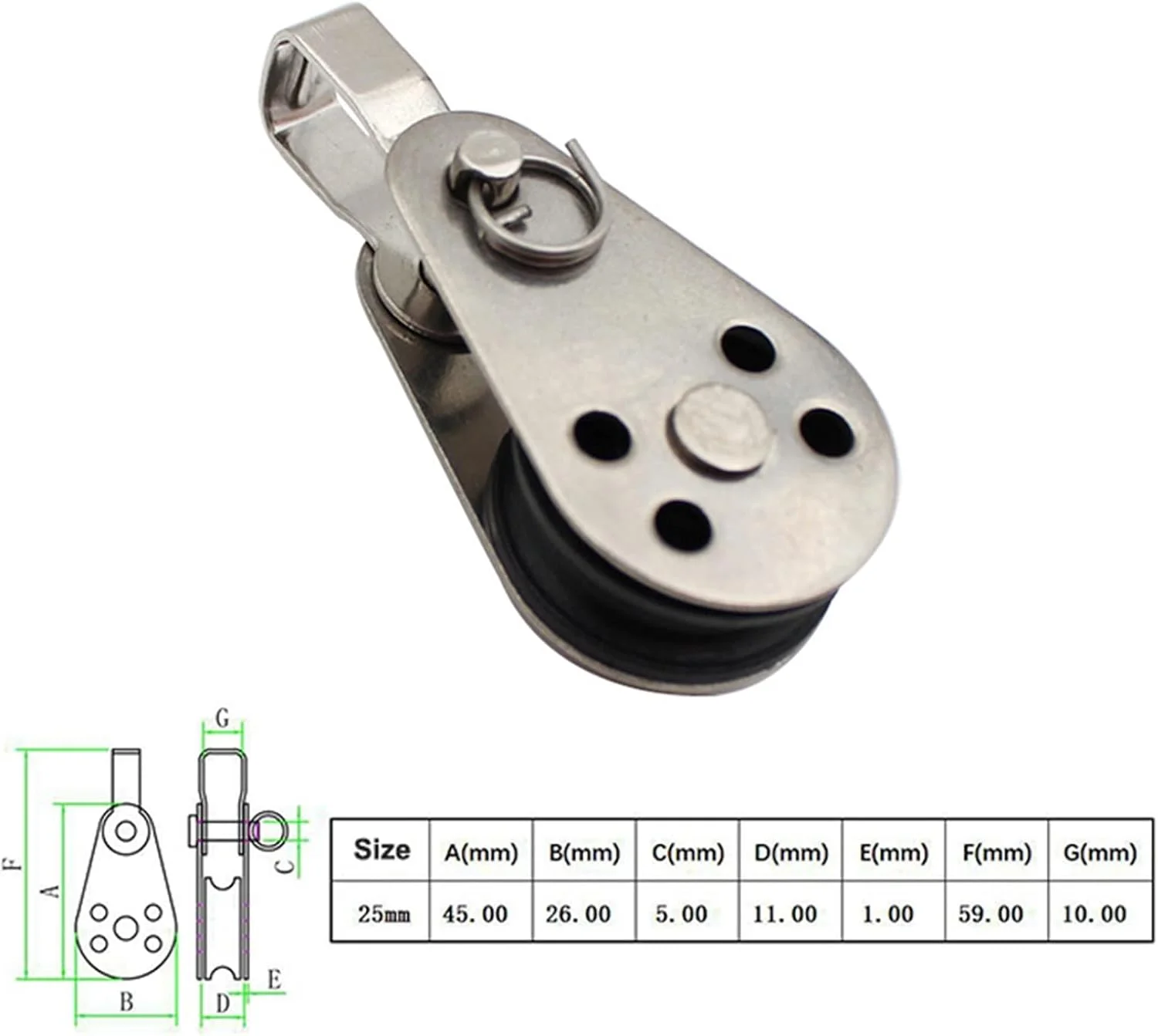 SEMOOR قرقره بلبرینگ قرقره ای تک چرخ چرخان مجموعه قرقره طناب بالابر بلبرینگ ابزار چرخ بالابر فولاد ضد زنگ SEMOOR قرقره بلبرینگ قرقره ای تک چرخ چرخان مجموعه قرقره طناب بالابر بلبرینگ ابزار چرخ بالابر فولاد ضد زنگ