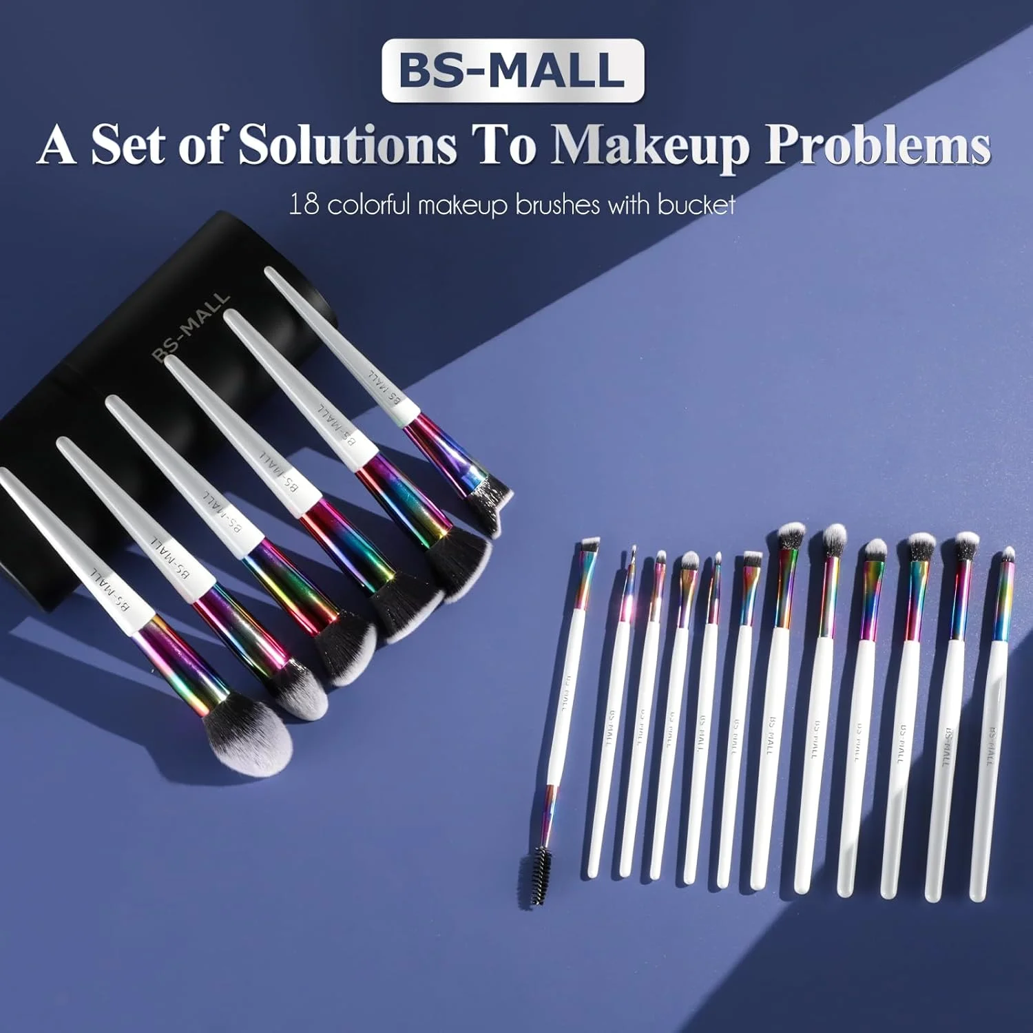 ست برس آرایشی BS-MALL، کیت ابزار آرایش، برس های ممتاز مصنوعی برای پودر، کرم پودر، کانتور، کانسیلر و لب، 18 تکه ست برس آرایشی BS-MALL، کیت ابزار آرایش، برس های ممتاز مصنوعی برای پودر، کرم پودر، کانتور، کانسیلر و لب، 18 تکه