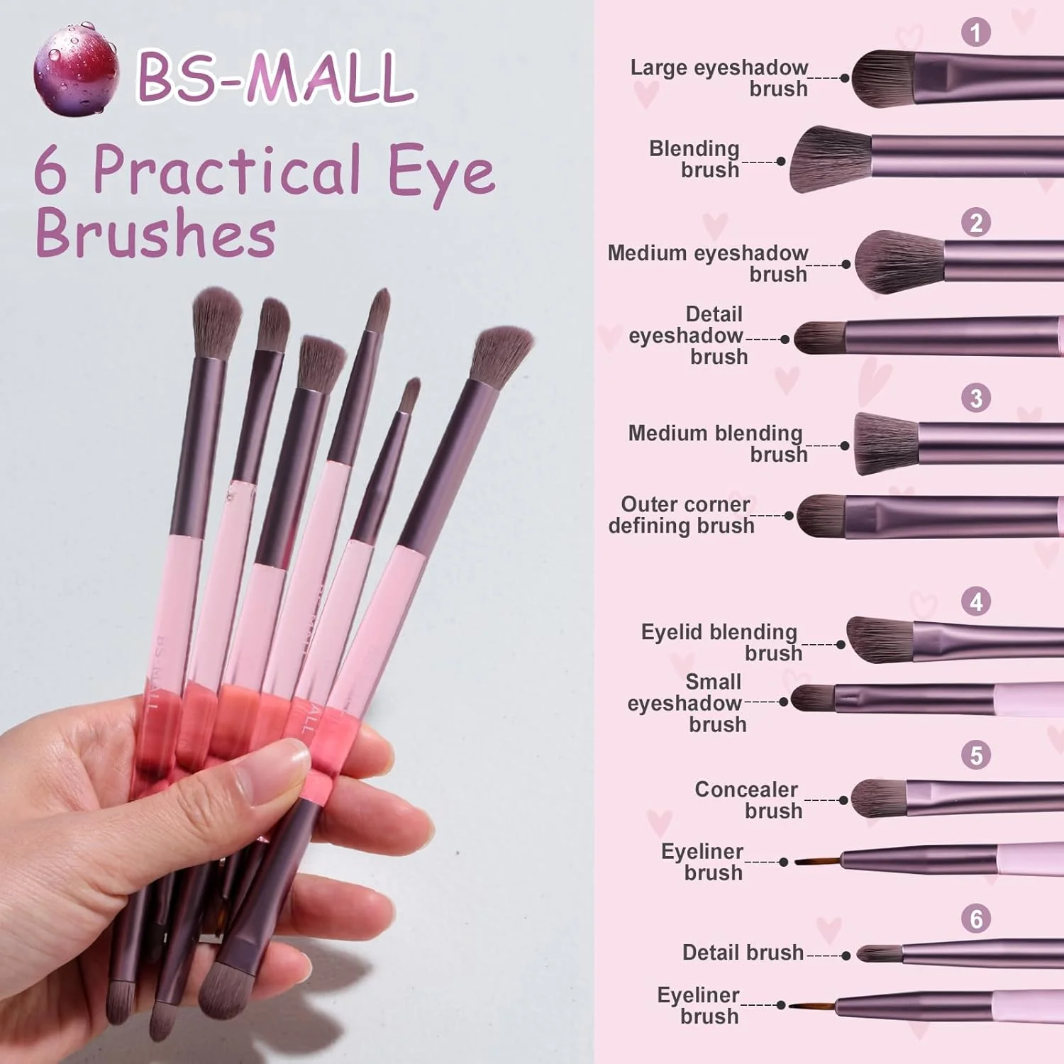 ست براش آرایشی دو سر BS-MALL شامل 6 عدد براش با براش لب سیلیکونی - براش سایه چشم، براش کانسیلر، براش رژگونه برای استفاده یکنواخت، براش های آرایشی چند منظوره قابل حمل برای استفاده روزانه (صورتی) ست براش آرایشی دو سر BS-MALL شامل 6 عدد براش با براش لب سیلیکونی - براش سایه چشم، براش کانسیلر، براش رژگونه برای استفاده یکنواخت، براش های آرایشی چند منظوره قابل حمل برای استفاده روزانه (صورتی)
