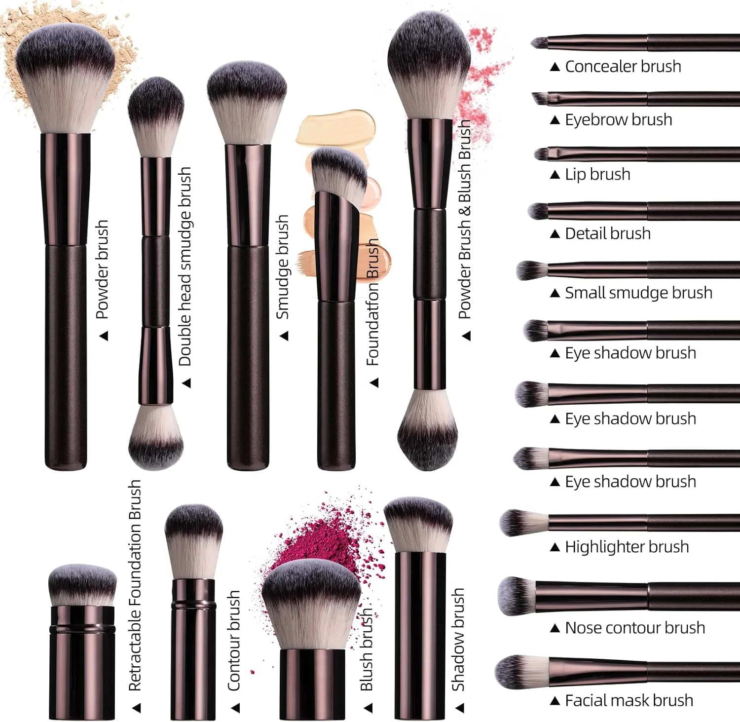 ست برس آرایشی 20 تکه BS-MALL Pro با کیف قابل حمل - برس سایه چشم، برس کانسیلر، برس رژگونه و برس کرم پودر برای مسافرت، استفاده روزانه و مناسبت های گوناگون ست برس آرایشی 20 تکه BS-MALL Pro با کیف قابل حمل - برس سایه چشم، برس کانسیلر، برس رژگونه و برس کرم پودر برای مسافرت، استفاده روزانه و مناسبت های گوناگون