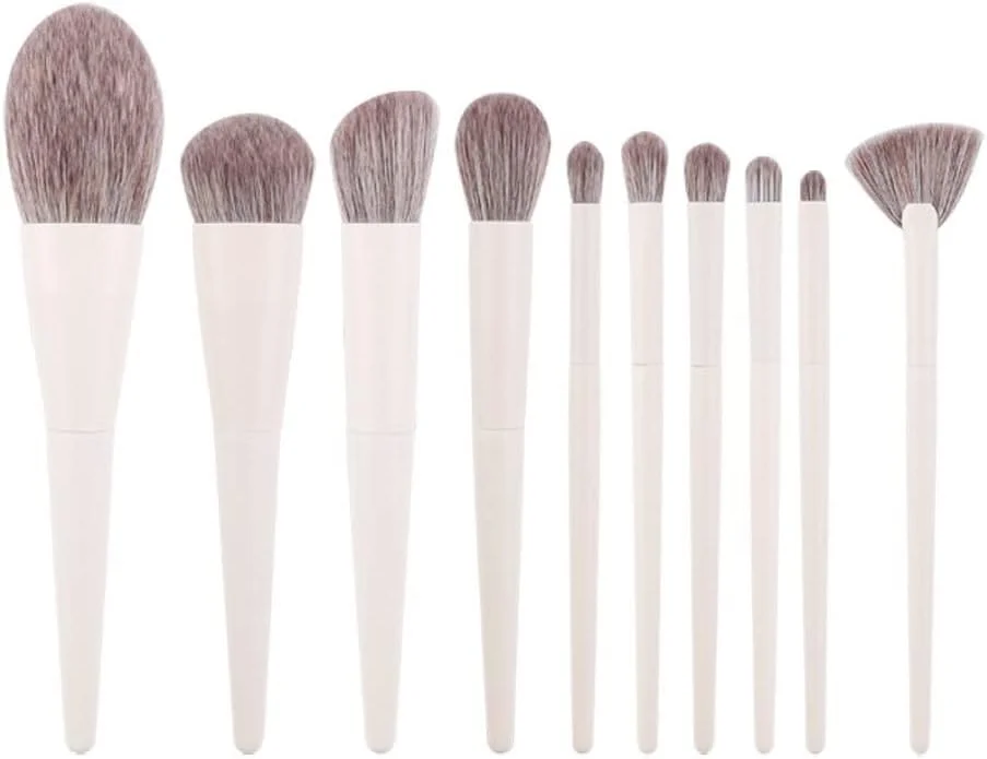 ست ابزار آرایشی شامل کانسیلر، سایه چشم، برس پودر فیکس و مجموعه 10 عددی برس آرایشی زرد شیری