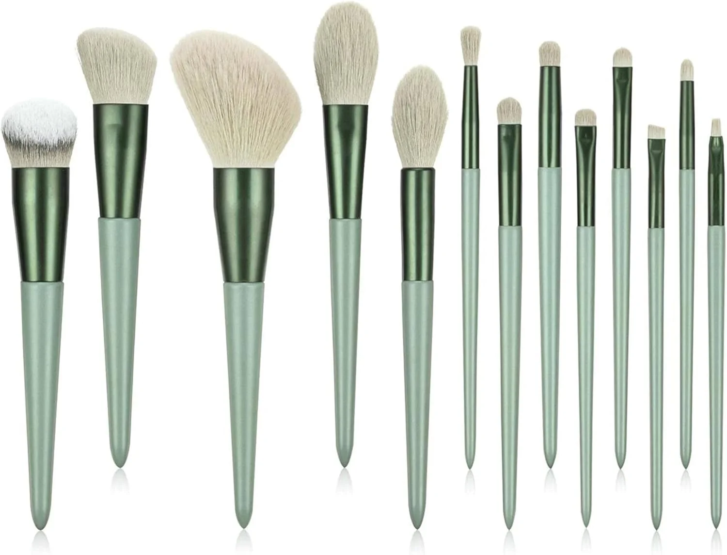 ست ابزار آرایشی 13 تکه طرح گل بنفشه و برگ های هالی، ست برس آرایشی رنگ چای شیر، برس سایه چشم، ابزار آرایشی