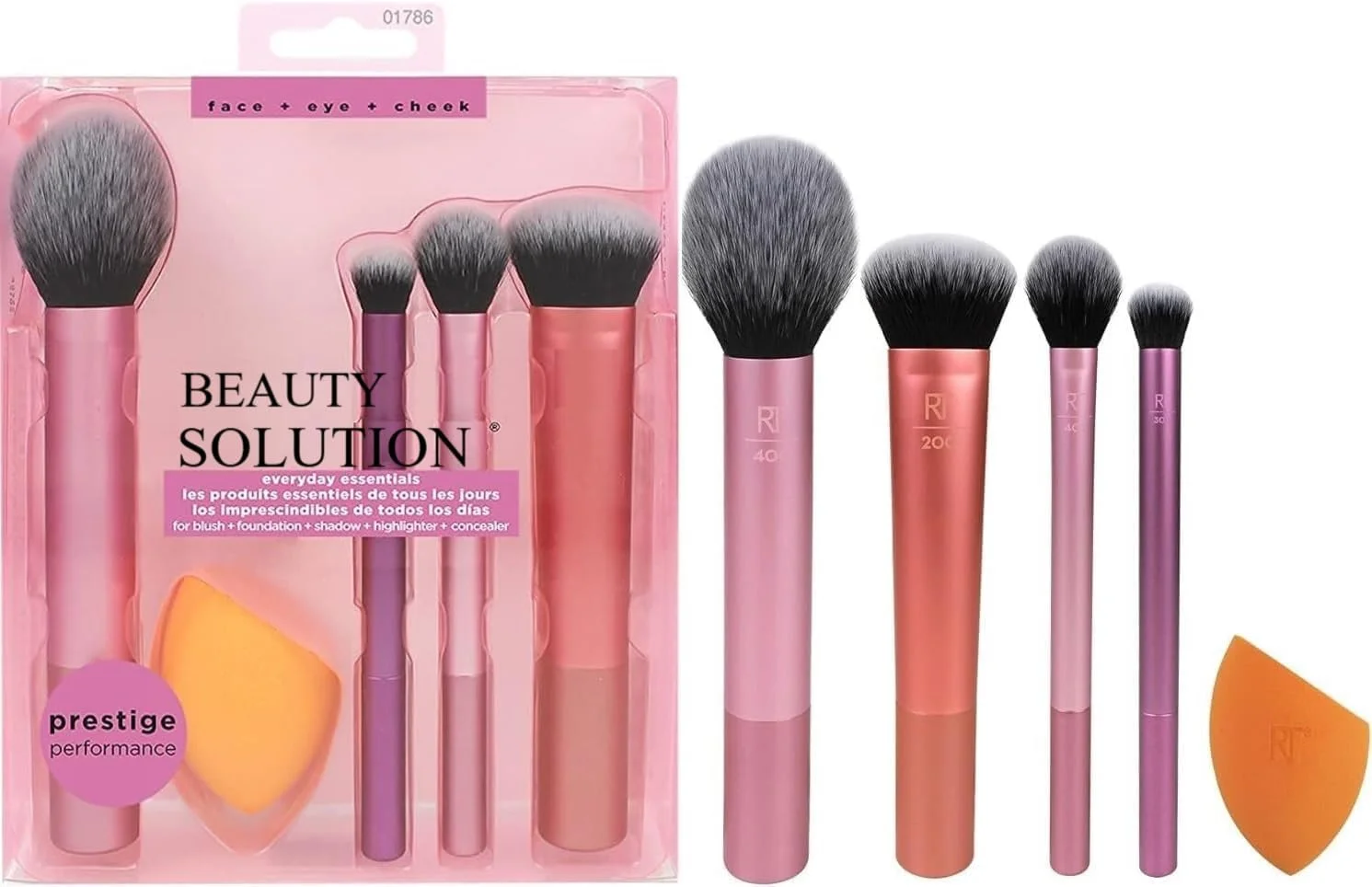 ست برس آرایشی حرفه ای Beauty Solution – لوازم ضروری روزمره، برس رژگونه، کرم پودر، سایه چشم، هایلایتر و کانسیلر به همراه اسفنج برای دختران