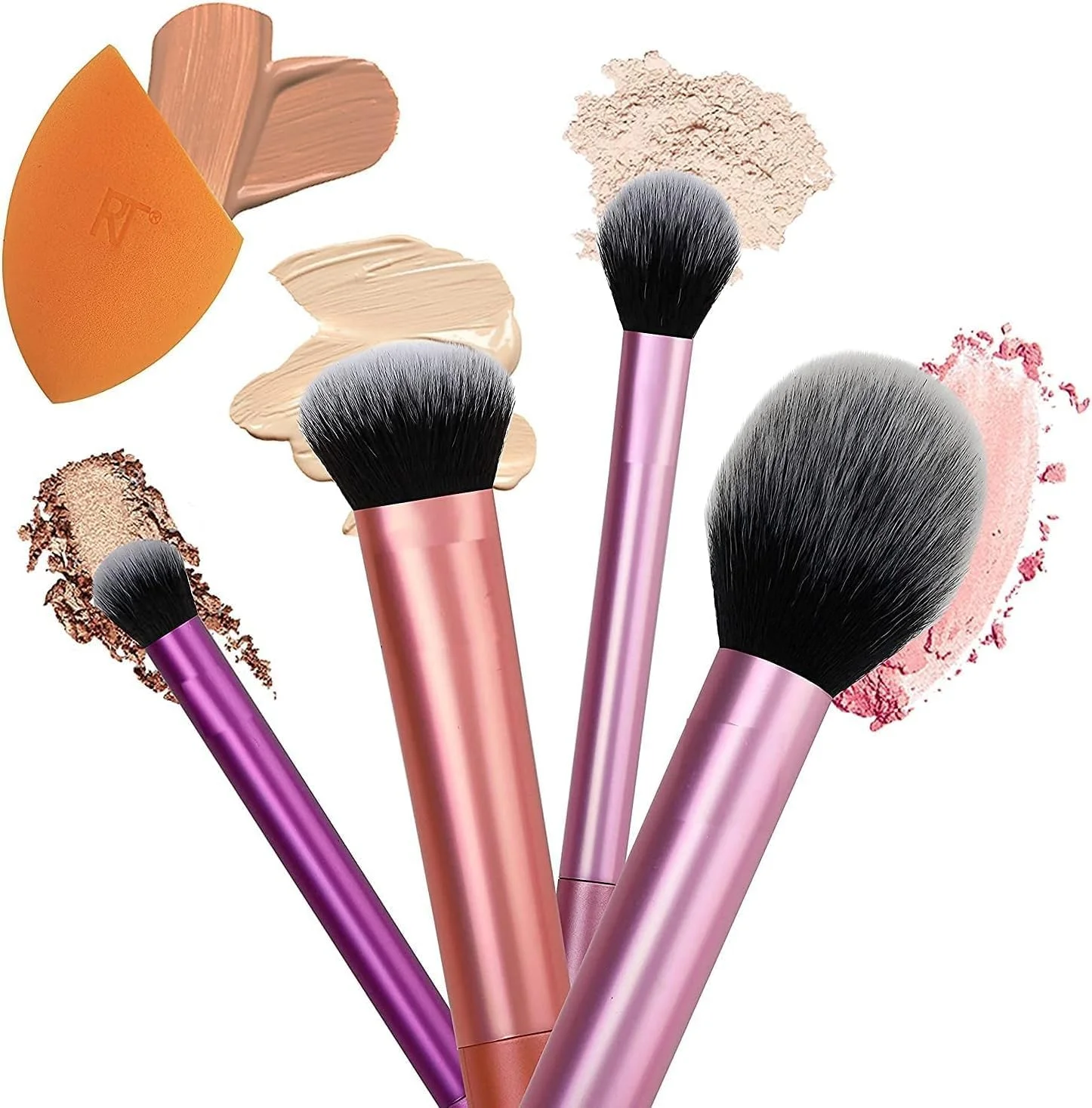 ست برس آرایشی حرفه ای Beauty Solution – لوازم ضروری روزمره، برس رژگونه، کرم پودر، سایه چشم، هایلایتر و کانسیلر به همراه اسفنج برای دختران ست برس آرایشی حرفه ای Beauty Solution – لوازم ضروری روزمره، برس رژگونه، کرم پودر، سایه چشم، هایلایتر و کانسیلر به همراه اسفنج برای دختران