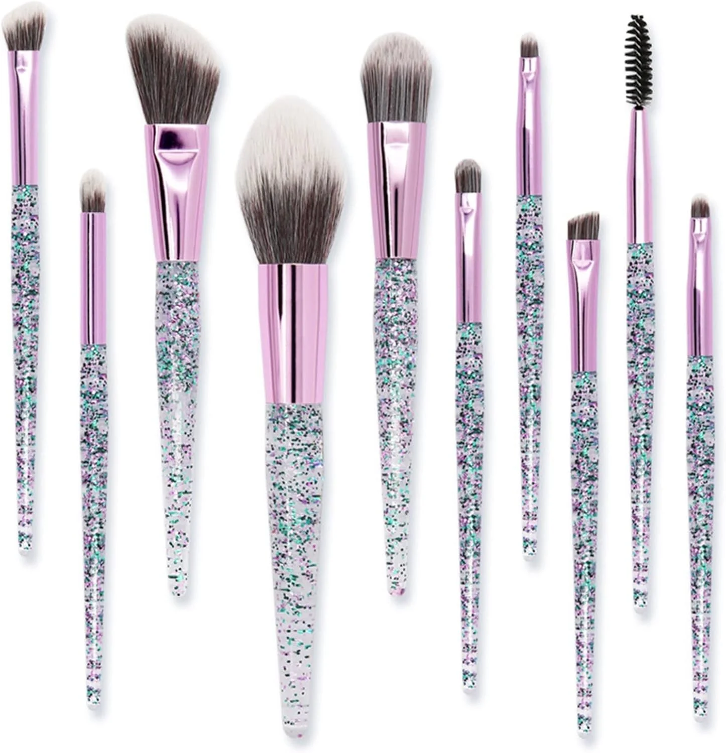 ست ابزار آرایشی اکریلیک 10 تکه برس سایه چشم کریستالی نرم، ست برس آرایشی، برس اسفنجی آرایشی (A، تک سایز)