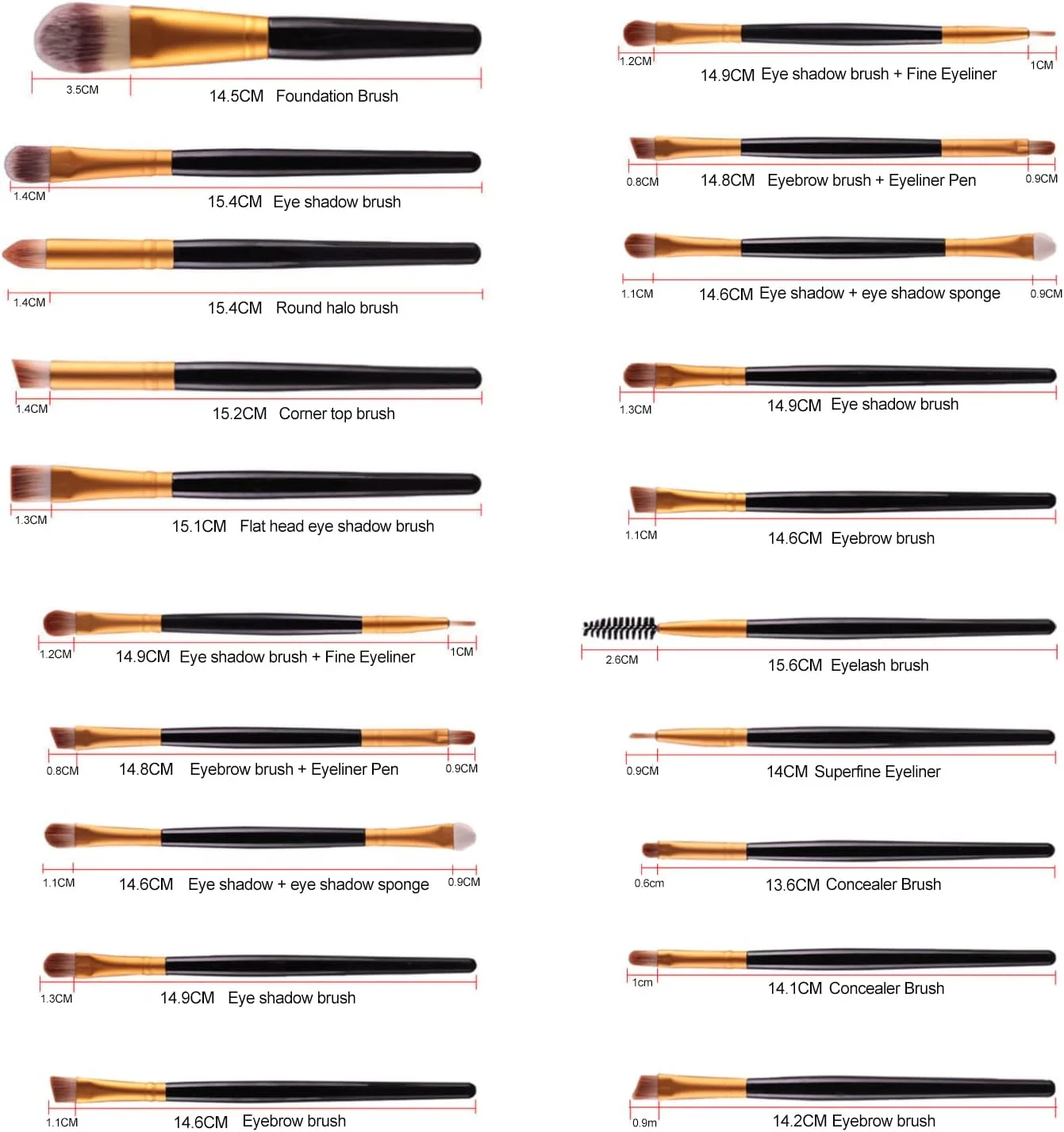 ست براش آرایشی 20 تکه Beauenty، حرفه ای برای صورت، سایه چشم، خط چشم، کرم پودر، رژگونه، رژ لب، براش های آرایشی، پودر، لوازم آرایشی مایع و کرمی، ابزار براش ترکیبی