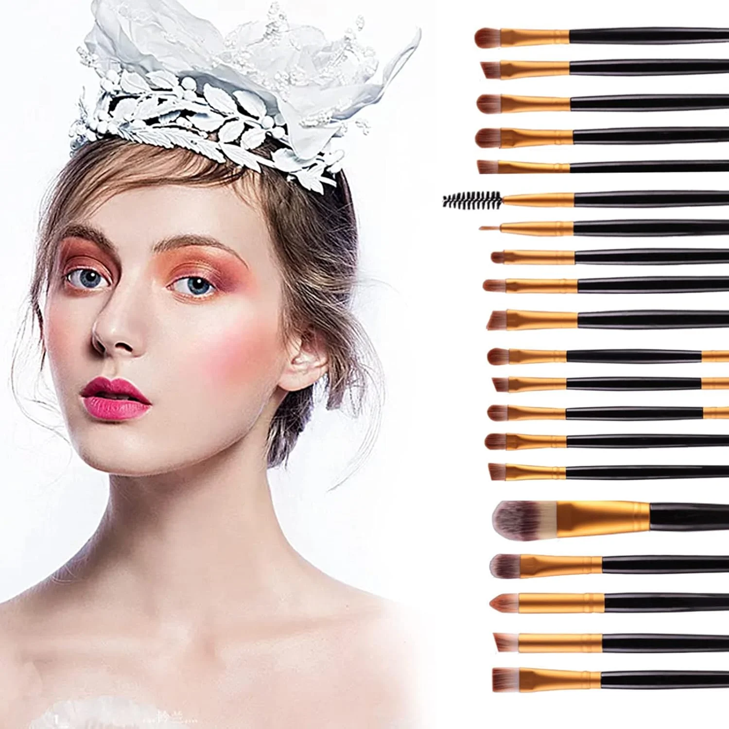 ست براش آرایشی 20 تکه Beauenty، حرفه ای برای صورت، سایه چشم، خط چشم، کرم پودر، رژگونه، رژ لب، براش های آرایشی، پودر، لوازم آرایشی مایع و کرمی، ابزار براش ترکیبی