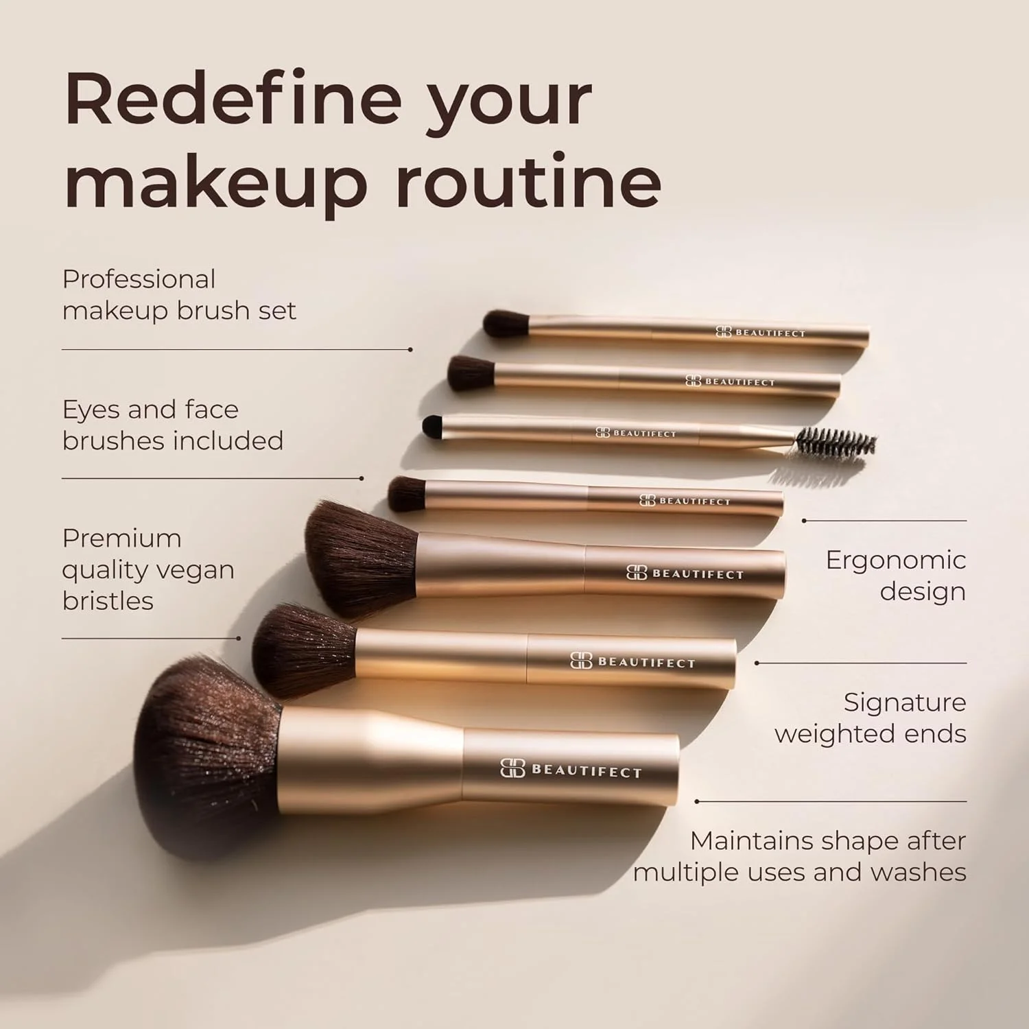 مجموعه برس حرفه ای Beautifect - ست برس آرایشی ارگونومیک با 8 سر برس - برس های آرایش صورت و برس های آرایش چشم - برای استفاده از آرایش مجموعه برس حرفه ای Beautifect - ست برس آرایشی ارگونومیک با 8 سر برس - برس های آرایش صورت و برس های آرایش چشم - برای استفاده از آرایش