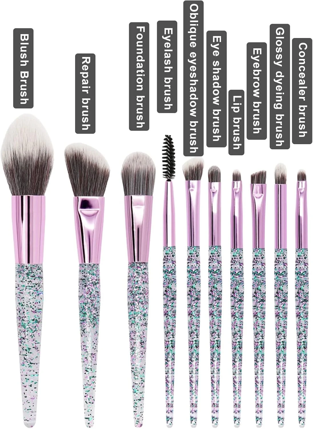 ست ابزار آرایشی اکریلیک 10 تکه برس سایه چشم کریستالی نرم، ست برس آرایشی، برس اسفنجی آرایشی (A، تک سایز) ست ابزار آرایشی اکریلیک 10 تکه برس سایه چشم کریستالی نرم، ست برس آرایشی، برس اسفنجی آرایشی (A، تک سایز)