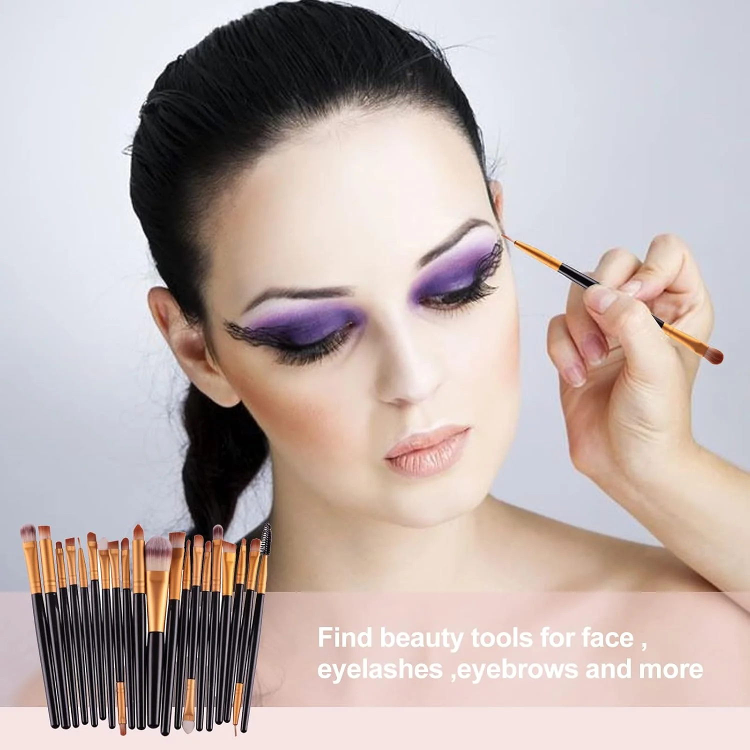 ست براش آرایشی 20 تکه Beauenty، حرفه ای برای صورت، سایه چشم، خط چشم، کرم پودر، رژگونه، رژ لب، براش های آرایشی، پودر، لوازم آرایشی مایع و کرمی، ابزار براش ترکیبی