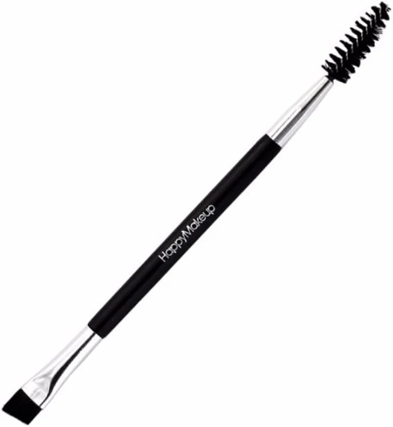 براش ابرو دو طرفه، برس ابرو و برس مژه، برس ابروی زاویه دار حرفه ای با موهای مصنوعی بدون تست حیوانی، ست برس آرایشی (رنگ: مشکی، 1 عدد)