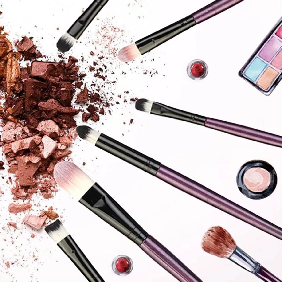 ست برس آرایشی 20 تکه Beauenty، برس خط چشم و سایه چشم، ست برس آرایشی ایده آل برای استفاده حرفه ای و روزانه (بنفش+مشکی)