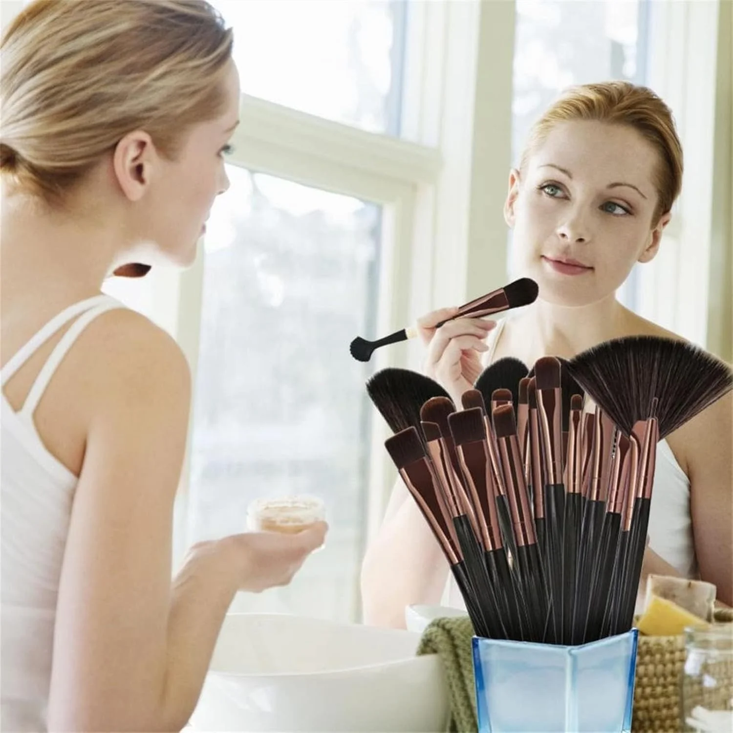 ست براش آرایشی آپوتوئه، 20 تکه برس آرایشی حرفه ای با موهای نرم مصنوعی، ست کامل برس های کرم پودر، کانسیلر، سایه چشم و رژگونه برای آرایشگران و مبتدیان