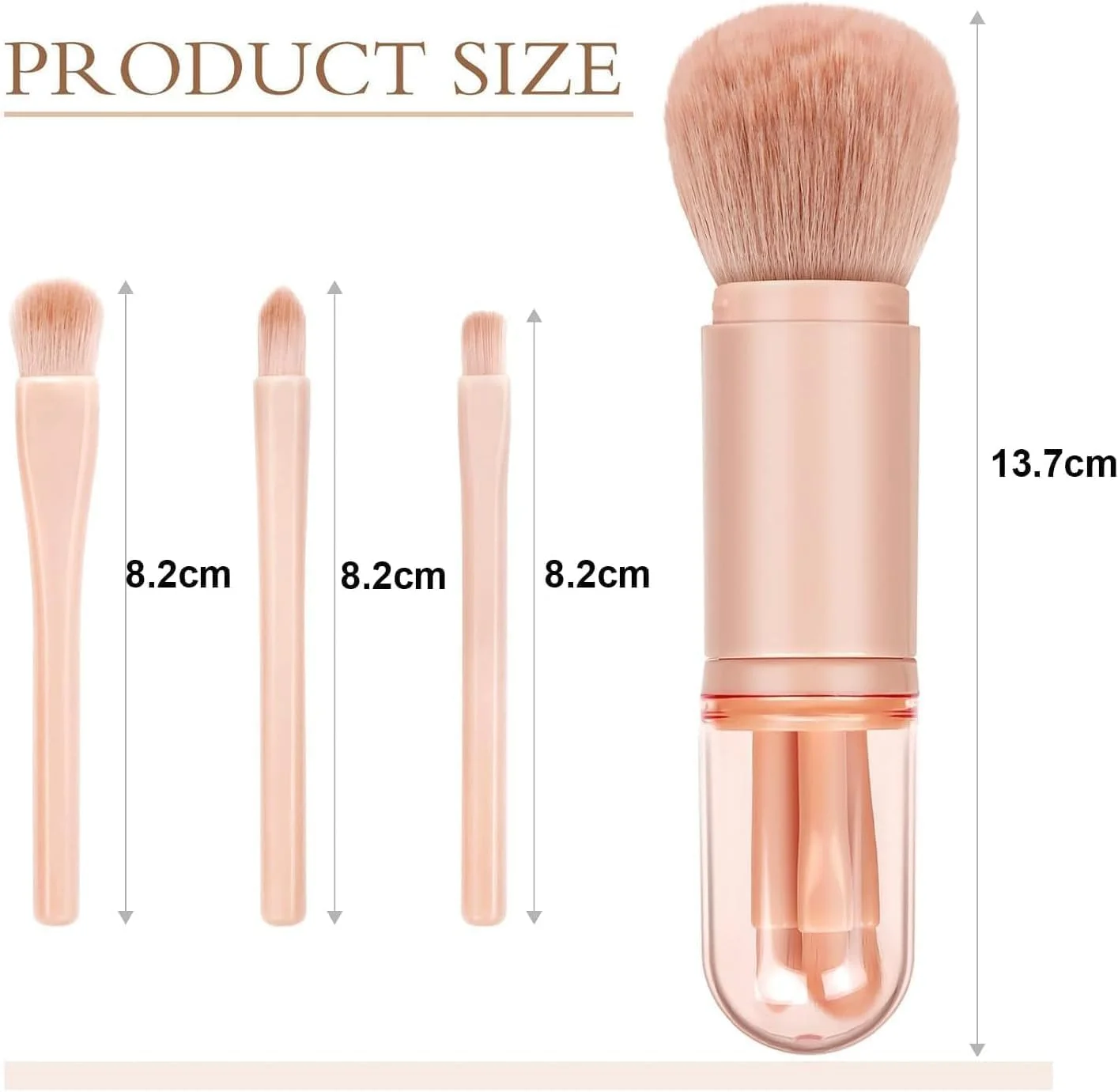 ست برس آرایشی مسافرتی Aputue، 4 در 1 مینی برس آرایشی جمع شونده با درپوش، ست برس سایه چشم پودر ترکیبی فونداسیون حرفه ای برای زنان، لوازم آرایشی با اندازه مسافرتی عالی برای استفاده در سفر