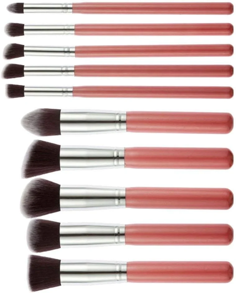 ست برس آرایشی 10 عددی آنجلی پروفشنال صورتی به همراه اسفنج بلندر ست برس آرایشی 10 عددی آنجلی پروفشنال صورتی به همراه اسفنج بلندر