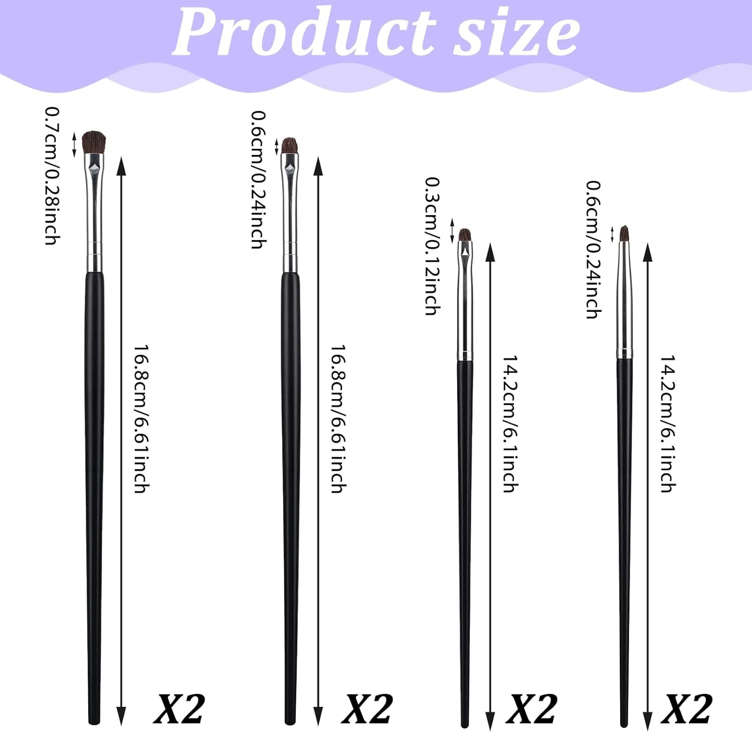 ست 8 عددی برس مینی Smudge برای خط چشم، ست برس آرایش چشم، برس سایه چشم، برس خط چشم برای پودر، ژل، کرم، کانسیلر مایع - برس خط چشم، ترکیب، هایلایت - برس موی نرم طبیعی اسب