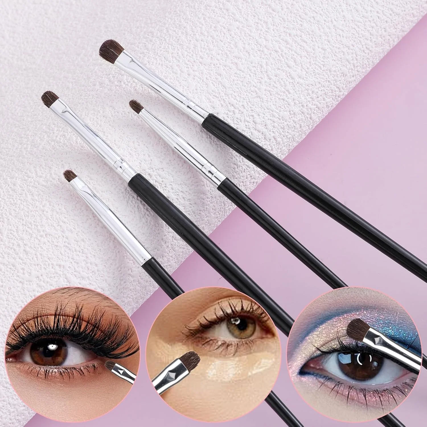 ست 8 عددی برس مینی Smudge برای خط چشم، ست برس آرایش چشم، برس سایه چشم، برس خط چشم برای پودر، ژل، کرم، کانسیلر مایع - برس خط چشم، ترکیب، هایلایت - برس موی نرم طبیعی اسب