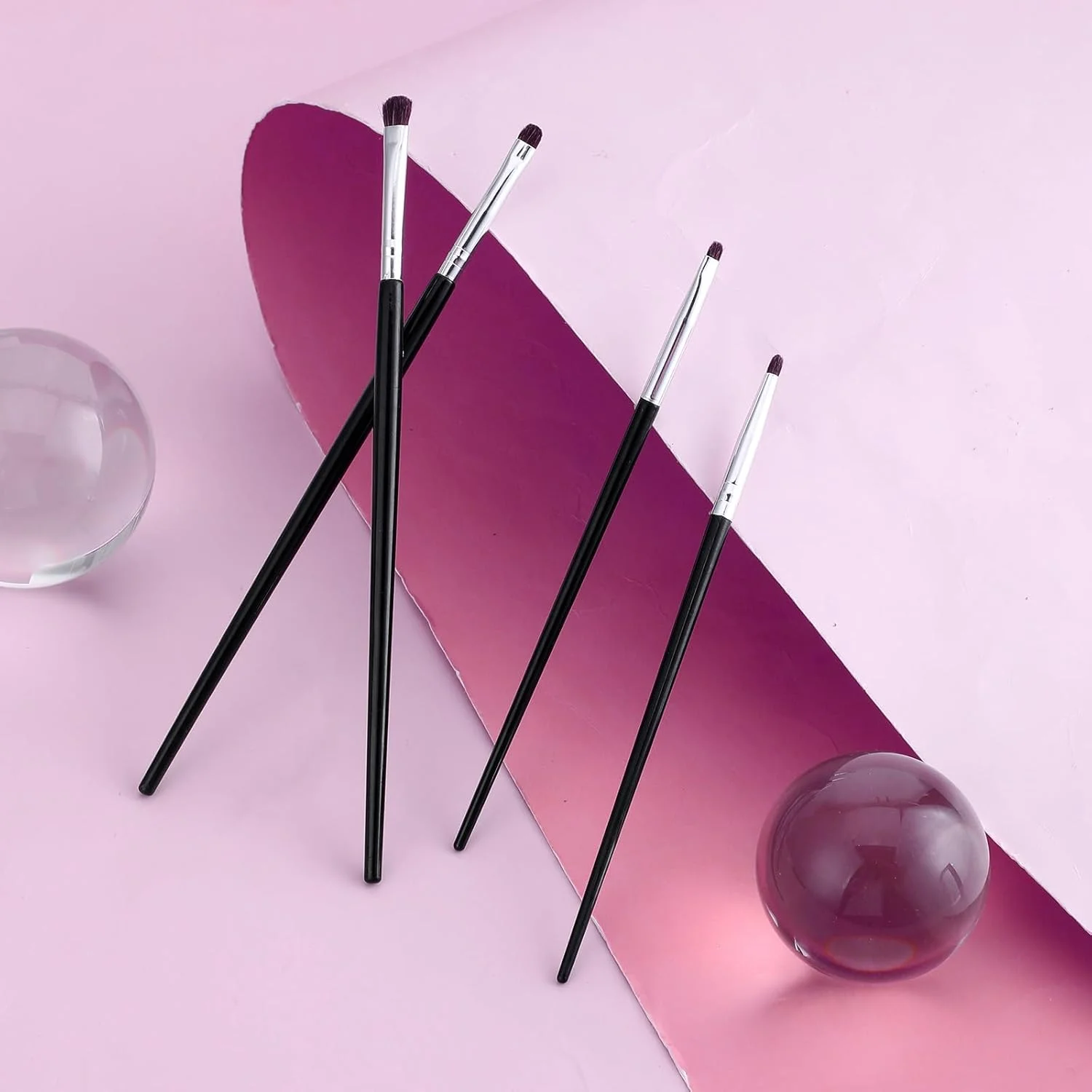 ست 8 عددی برس مینی Smudge برای خط چشم، ست برس آرایش چشم، برس سایه چشم، برس خط چشم برای پودر، ژل، کرم، کانسیلر مایع - برس خط چشم، ترکیب، هایلایت - برس موی نرم طبیعی اسب