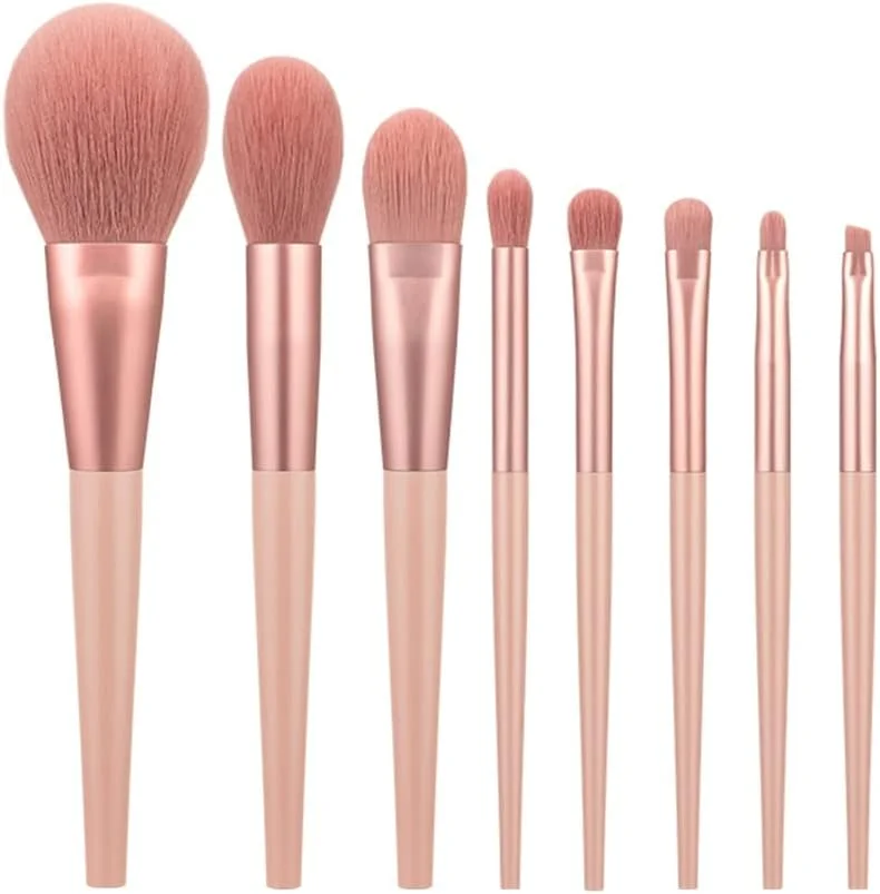 ست 8 عددی برس آرایشی با کیف زیپ دار، برس آرایش برای کرم پودر، پودر، هایلایتر، صورت، سایه چشم، ابزار آرایشی ترکیبی ست 8 عددی برس آرایشی با کیف زیپ دار، برس آرایش برای کرم پودر، پودر، هایلایتر، صورت، سایه چشم، ابزار آرایشی ترکیبی