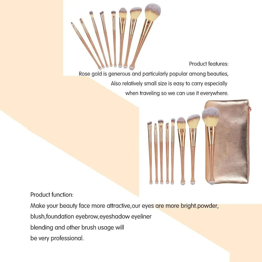 ست برس آرایشی 8 تکه، ست برس لوازم آرایشی، برس سایه چشم حرفه ای، برس پودر شل قابل حمل، ابزار آرایش