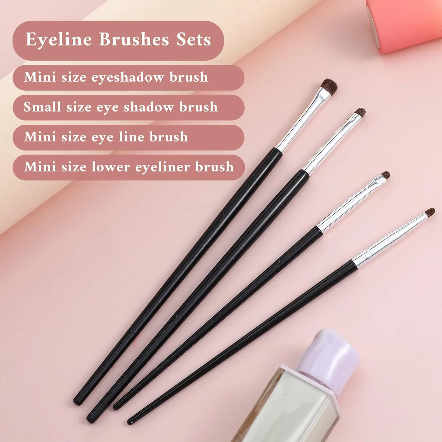 ست 8 عددی برس مینی اسمج برای خط چشم، ست برس سایه چشم کوچک، ست برس های آرایشی کوچک، ست برس های نرم سایه چشم و خط چشم برای پودر، ژل، کرم، هایلایتر و کانسیلر مایع