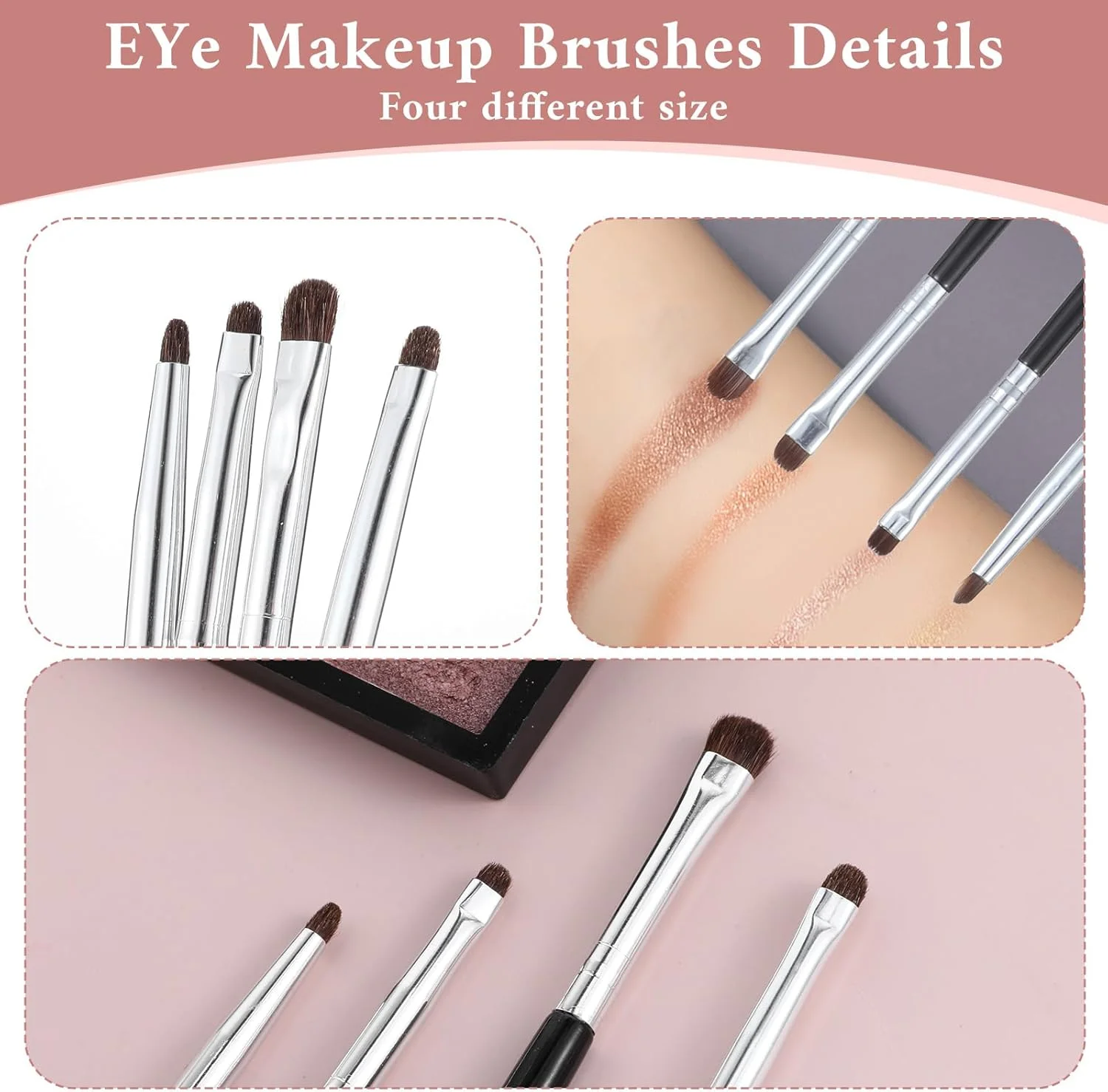 ست 8 عددی برس مینی اسمج برای خط چشم، ست برس سایه چشم کوچک، ست برس های آرایشی کوچک، ست برس های نرم سایه چشم و خط چشم برای پودر، ژل، کرم، هایلایتر و کانسیلر مایع