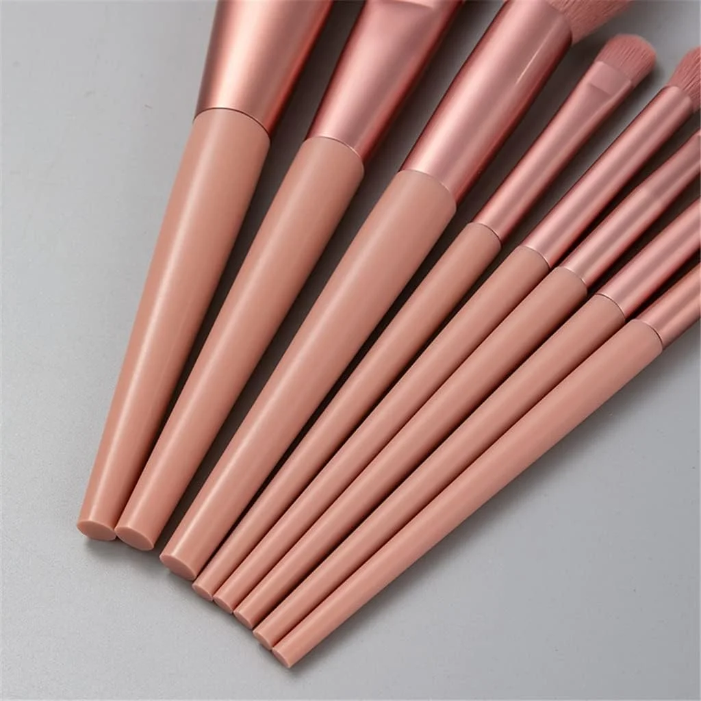 ست 8 عددی برس آرایشی با کیف زیپ دار، برس آرایش برای کرم پودر، پودر، هایلایتر، صورت، سایه چشم، ابزار آرایشی ترکیبی ست 8 عددی برس آرایشی با کیف زیپ دار، برس آرایش برای کرم پودر، پودر، هایلایتر، صورت، سایه چشم، ابزار آرایشی ترکیبی