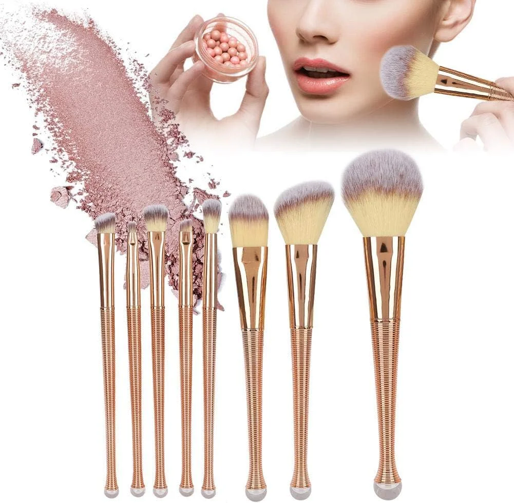 ست برس آرایشی 8 تکه، ست برس لوازم آرایشی، برس سایه چشم حرفه ای، برس پودر شل قابل حمل، ابزار آرایش