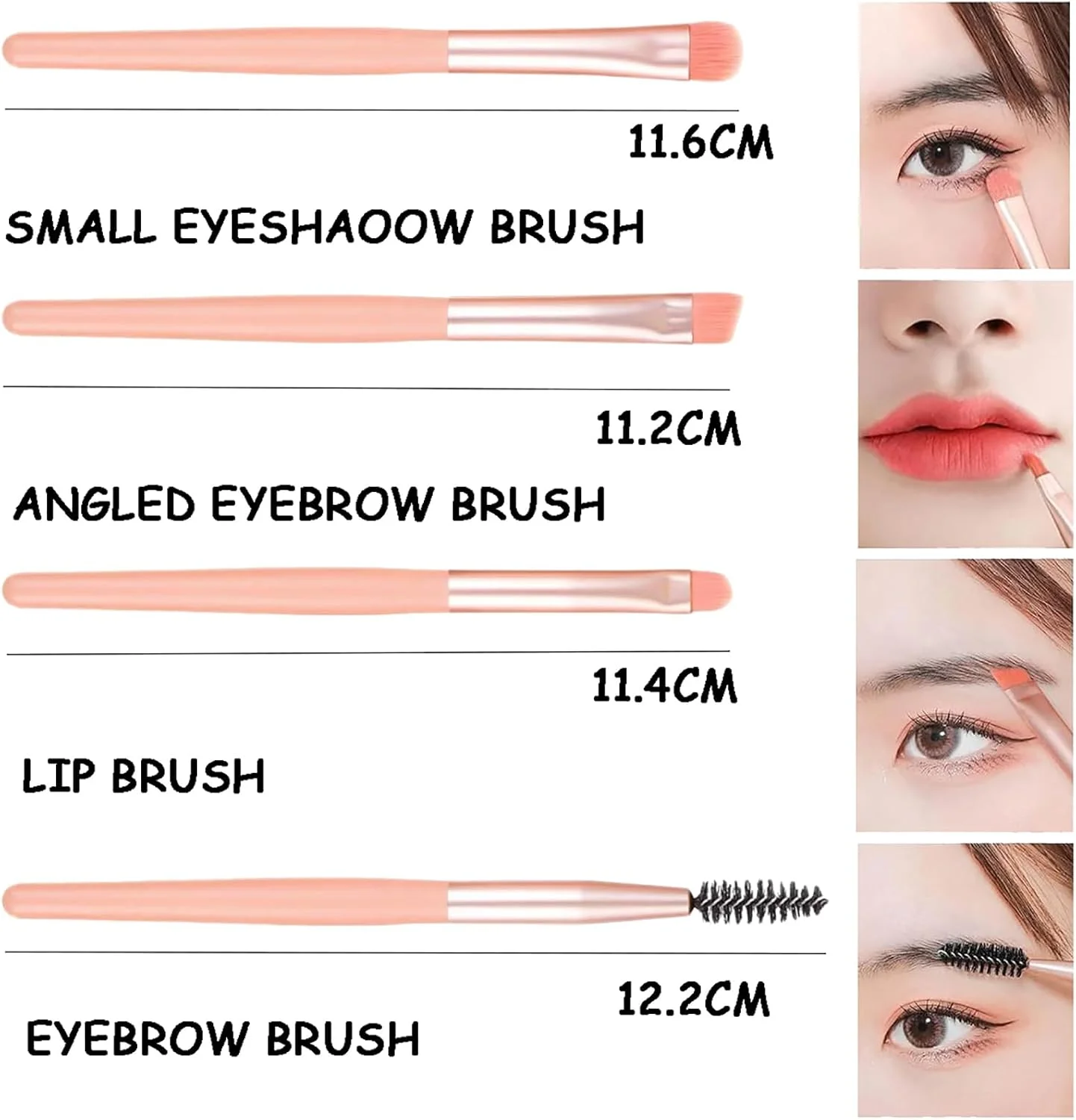 ست برس آرایشی مسافرتی 8 تکه صورتی با کیف - برس های کوچک ضروری برای کرم پودر صورت، رژگونه و سایه چشم - کیت ابزار آرایشی جمع و جور و قابل حمل