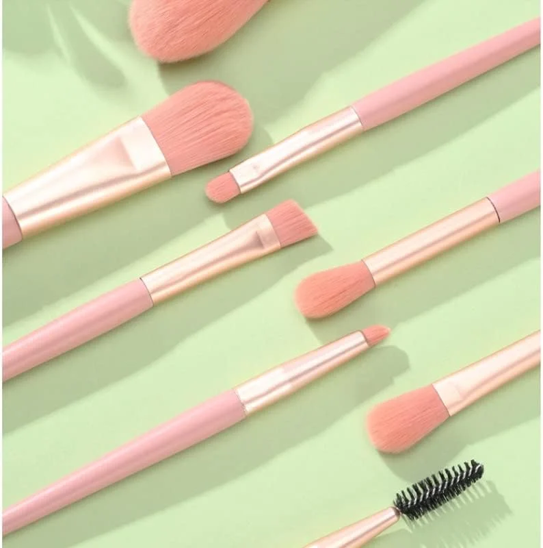 ست 8 تایی برس آرایشی مینی قابل حمل با موهای نرم (C)