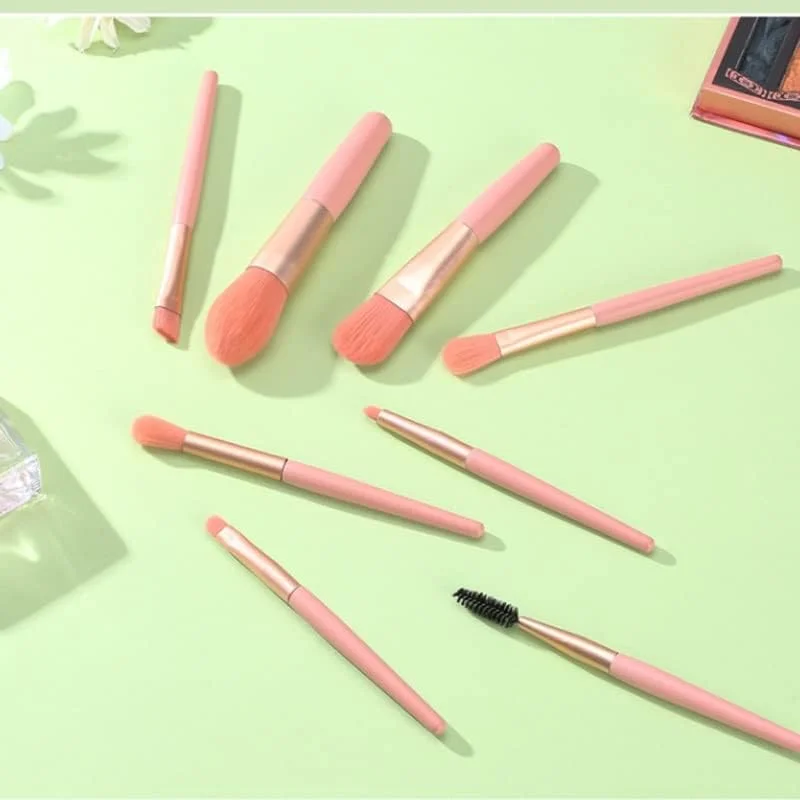 ست 8 تایی برس آرایشی مینی قابل حمل با موهای نرم (C)