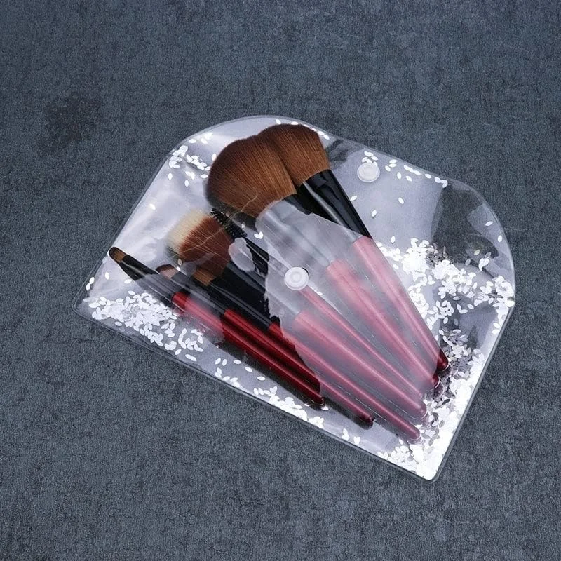 ست برس آرایشی قرمز 7 تکه برای کرم پودر، رژگونه، سایه چشم، رژ لب، برس آرایشی چند منظوره