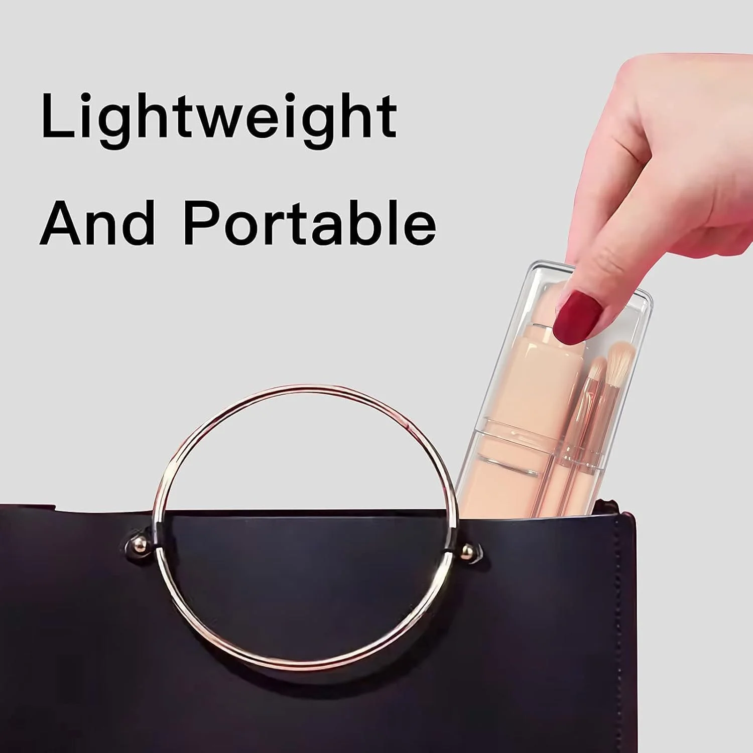 ست برس آرایشی قابل حمل 8 در 1، ابزار زیبایی چند منظوره با برس های پودر، ترکیب، زاویه دار، کانسیلر، کانتور، لب، سایه چشم و اسفنج برای آرایش کامل صورت، کیف شفاف براق و جمع و جور ست برس آرایشی قابل حمل 8 در 1، ابزار زیبایی چند منظوره با برس های پودر، ترکیب، زاویه دار، کانسیلر، کانتور، لب، سایه چشم و اسفنج برای آرایش کامل صورت، کیف شفاف براق و جمع و جور