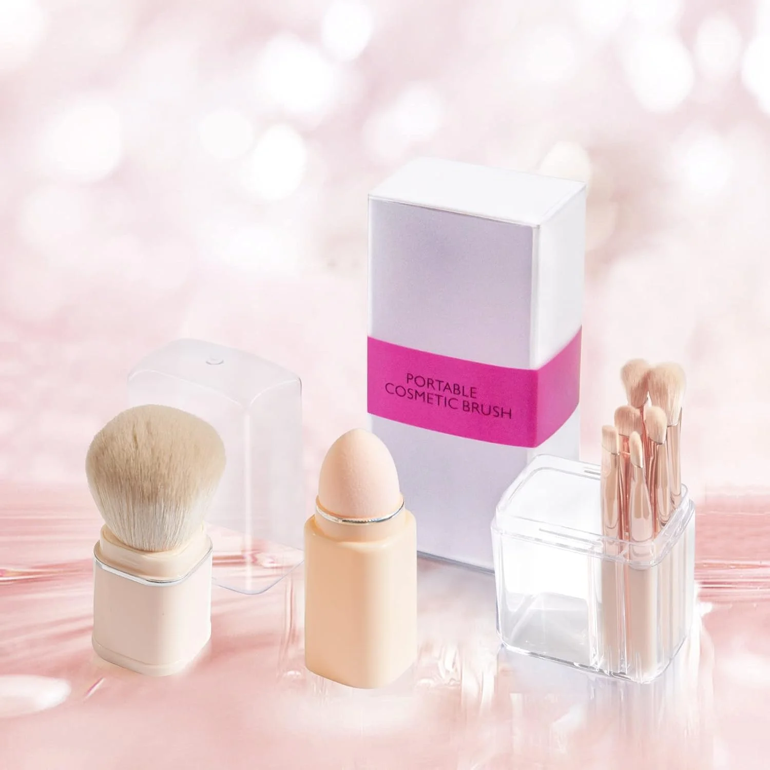 ست برس آرایشی قابل حمل 8 در 1، ابزار زیبایی چند منظوره با برس های پودر، ترکیب، زاویه دار، کانسیلر، کانتور، لب، سایه چشم و اسفنج برای آرایش کامل صورت، کیف شفاف براق و جمع و جور ست برس آرایشی قابل حمل 8 در 1، ابزار زیبایی چند منظوره با برس های پودر، ترکیب، زاویه دار، کانسیلر، کانتور، لب، سایه چشم و اسفنج برای آرایش کامل صورت، کیف شفاف براق و جمع و جور