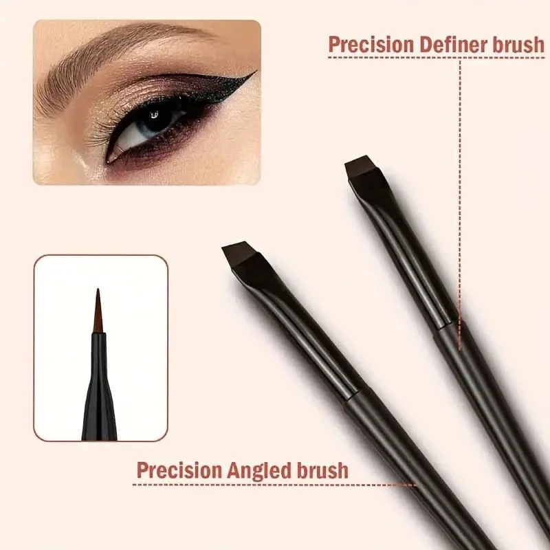 ست برس خط چشم 7 تکه - ابزار آرایش حرفه ای با طراحی برس بیضی شکل، موهای نایلونی، دسته های پلاستیکی ABS برای پوست معمولی - برس های آرایش چشم بدون عطر شامل برس خط چشم داسی شکل