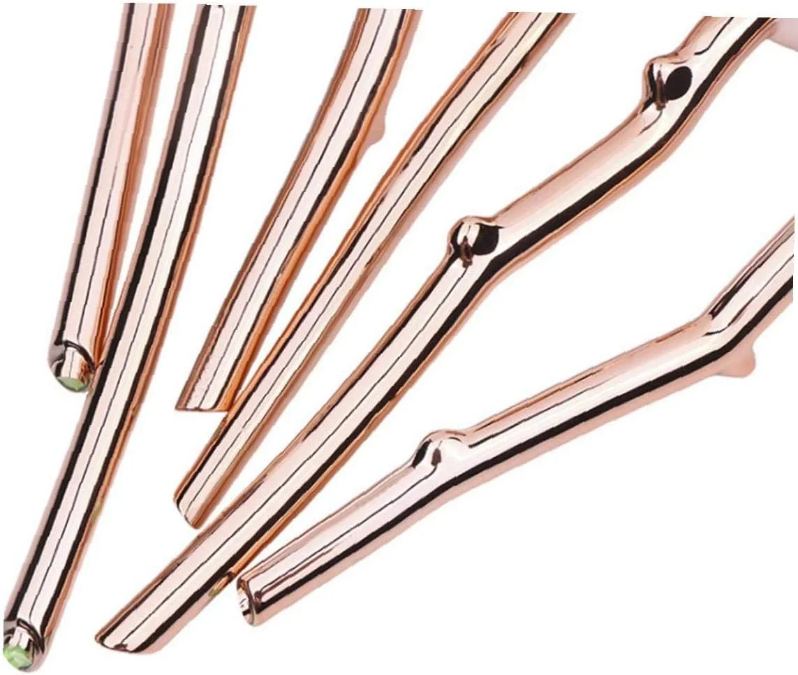 ست 6 عددی برس آرایشی گل رز نرم، شامل برس کرم پودر، برس پودر و برس های آرایش صورت زنانه با دسته پلاستیکی، برس های آرایشی طلایی