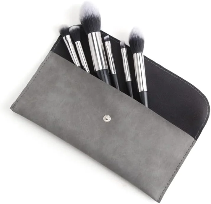 ست 6 عددی برس آرایشی با کیف، برس های آرایشی سایه چشم، ابرو، رژگونه، پودر، کرم پودر، ابزار آرایش