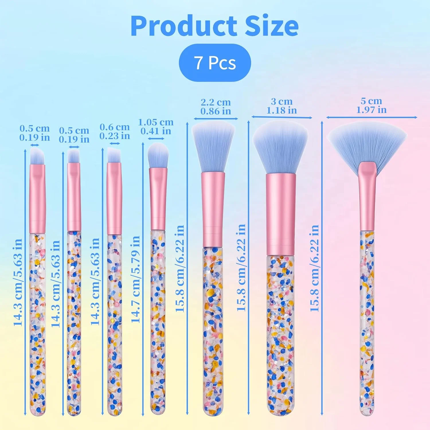 ست برس آرایشی 7 تکه کریستالی اکلیلی - برس های حرفه ای ترکیب کننده با دسته پولک دار، ست برس زیبایی زیبا برای رژگونه، کرم پودر، هایلایتر، کانسیلر، ابرو، لب و برس های بادبزنی برای دختران ست برس آرایشی 7 تکه کریستالی اکلیلی - برس های حرفه ای ترکیب کننده با دسته پولک دار، ست برس زیبایی زیبا برای رژگونه، کرم پودر، هایلایتر، کانسیلر، ابرو، لب و برس های بادبزنی برای دختران