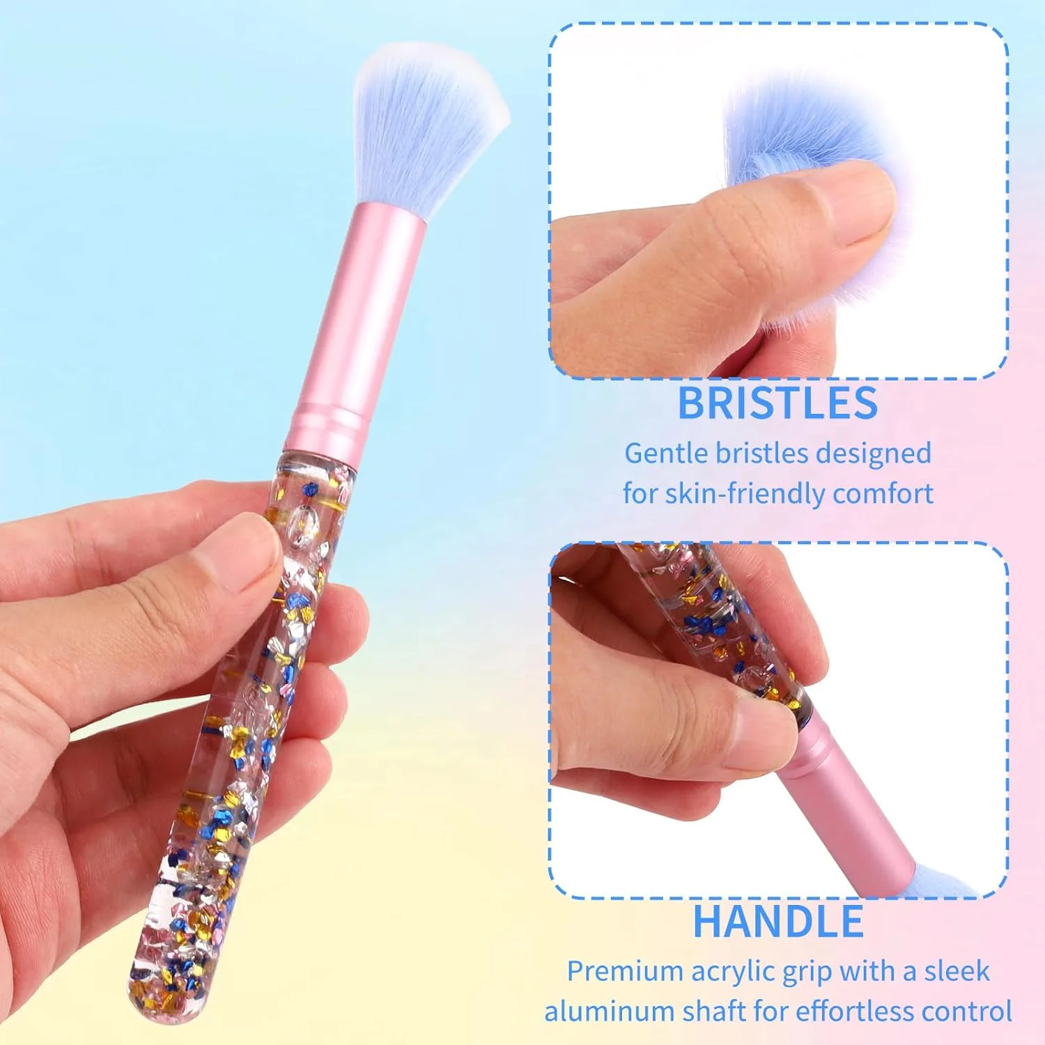 ست برس آرایشی 7 تکه کریستالی اکلیلی - برس های حرفه ای ترکیب کننده با دسته پولک دار، ست برس زیبایی زیبا برای رژگونه، کرم پودر، هایلایتر، کانسیلر، ابرو، لب و برس های بادبزنی برای دختران ست برس آرایشی 7 تکه کریستالی اکلیلی - برس های حرفه ای ترکیب کننده با دسته پولک دار، ست برس زیبایی زیبا برای رژگونه، کرم پودر، هایلایتر، کانسیلر، ابرو، لب و برس های بادبزنی برای دختران