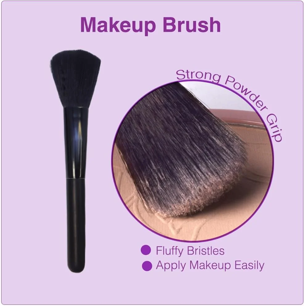 ست برس آرایشی 7 تکه برای صورت و چشم با کیف PU شامل برس های فوق العاده نرم کرم پودر، کانسیلر، کانتور، ترکیب و سایه چشم