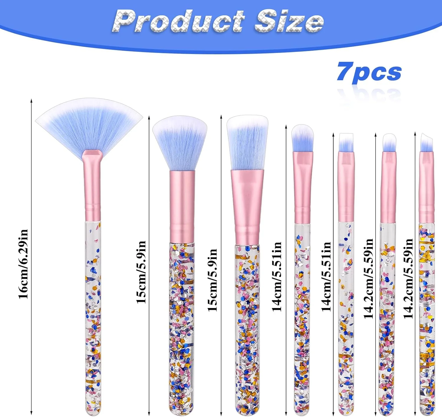 ست برس آرایشی 7 تکه، برس آرایشی حرفه ای براق کریستالی با دسته پولک دار، برس ترکیبی زیبا برای رژگونه، کرم پودر، هایلایتر، کانسیلر، ابرو، سایه چشم، لب، برس بادبزنی، کیت برس زیبایی برای دختران ست برس آرایشی 7 تکه، برس آرایشی حرفه ای براق کریستالی با دسته پولک دار، برس ترکیبی زیبا برای رژگونه، کرم پودر، هایلایتر، کانسیلر، ابرو، سایه چشم، لب، برس بادبزنی، کیت برس زیبایی برای دختران