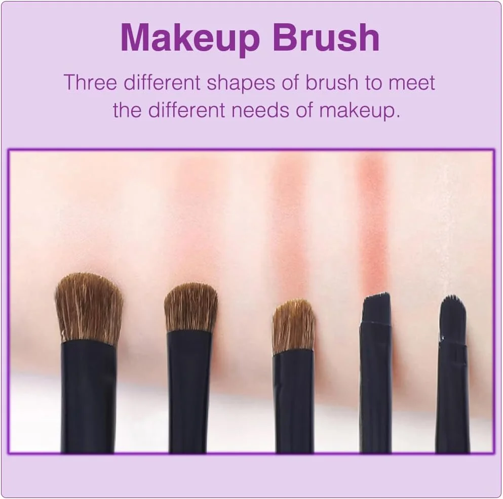 ست برس آرایشی 7 تکه برای صورت و چشم با کیف PU شامل برس های فوق العاده نرم کرم پودر، کانسیلر، کانتور، ترکیب و سایه چشم