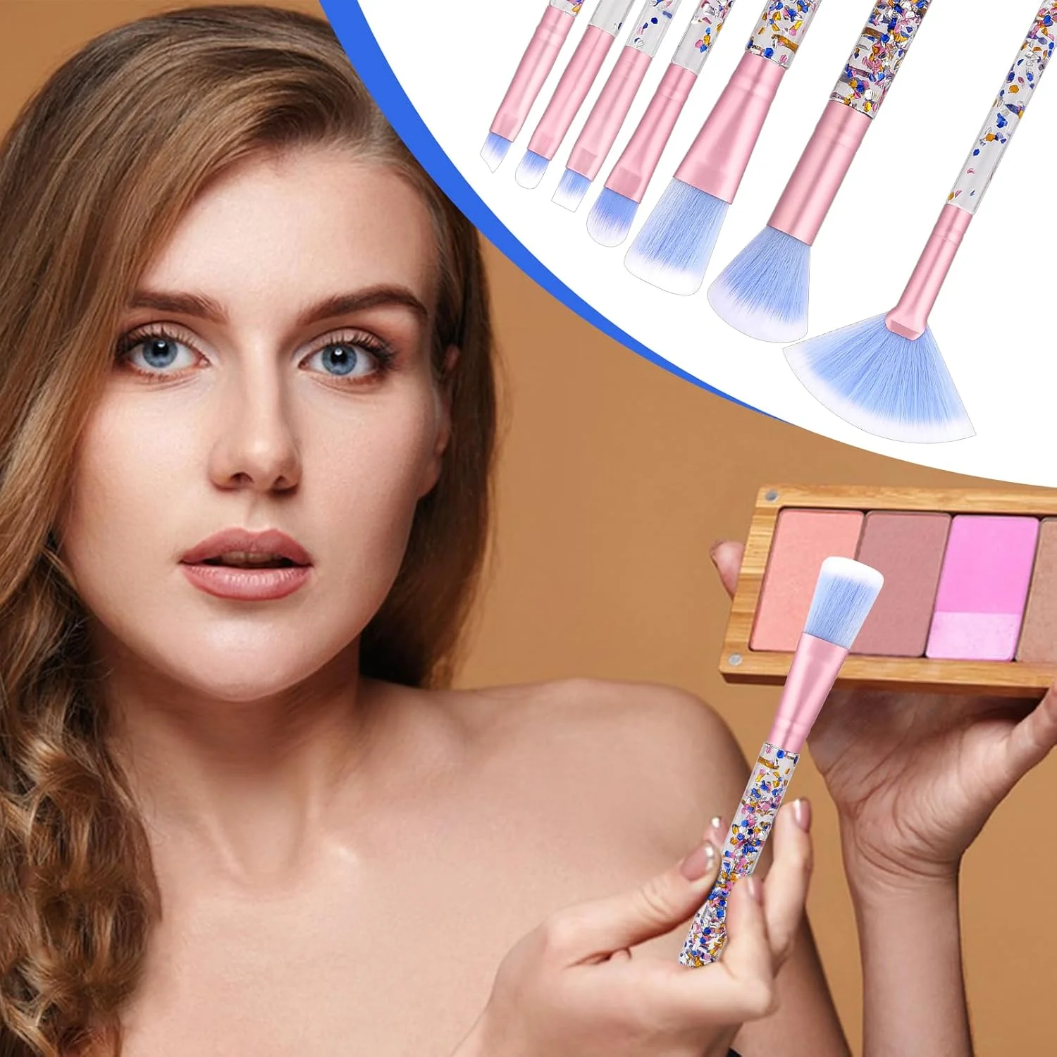 ست برس آرایشی 7 تکه، برس آرایشی حرفه ای براق کریستالی با دسته پولک دار، برس ترکیبی زیبا برای رژگونه، کرم پودر، هایلایتر، کانسیلر، ابرو، سایه چشم، لب، برس بادبزنی، کیت برس زیبایی برای دختران ست برس آرایشی 7 تکه، برس آرایشی حرفه ای براق کریستالی با دسته پولک دار، برس ترکیبی زیبا برای رژگونه، کرم پودر، هایلایتر، کانسیلر، ابرو، سایه چشم، لب، برس بادبزنی، کیت برس زیبایی برای دختران