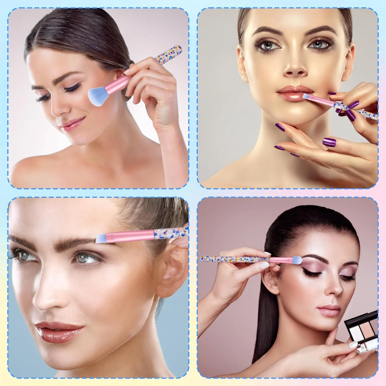 ست برس آرایشی 7 تکه کریستالی اکلیلی - برس های حرفه ای ترکیب کننده با دسته پولک دار، ست برس زیبایی زیبا برای رژگونه، کرم پودر، هایلایتر، کانسیلر، ابرو، لب و برس های بادبزنی برای دختران ست برس آرایشی 7 تکه کریستالی اکلیلی - برس های حرفه ای ترکیب کننده با دسته پولک دار، ست برس زیبایی زیبا برای رژگونه، کرم پودر، هایلایتر، کانسیلر، ابرو، لب و برس های بادبزنی برای دختران