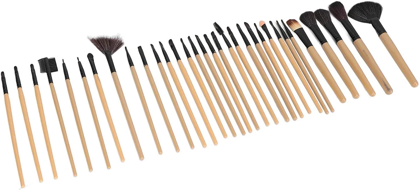 ست 32 عددی برس آرایشی، ست برس آرایشی، موی نایلونی نرم، سایه چشم، رژگونه، برس پودر شل به همراه کیف نگهداری (رنگ چوب) ست 32 عددی برس آرایشی، ست برس آرایشی، موی نایلونی نرم، سایه چشم، رژگونه، برس پودر شل به همراه کیف نگهداری (رنگ چوب)