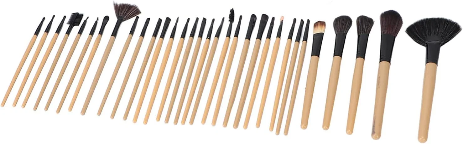 ست 32 عددی برس آرایشی، ست برس آرایشی، موی نایلونی نرم، سایه چشم، رژگونه، برس پودر شل به همراه کیف نگهداری (رنگ چوب) ست 32 عددی برس آرایشی، ست برس آرایشی، موی نایلونی نرم، سایه چشم، رژگونه، برس پودر شل به همراه کیف نگهداری (رنگ چوب)