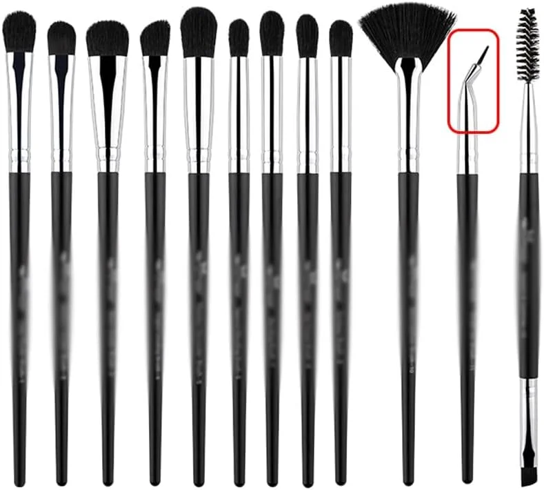 ست 12 عددی برس آرایشی سایه چشم، ترکیب کننده، خط چشم، مژه و ابرو برای ابزار آرایشی